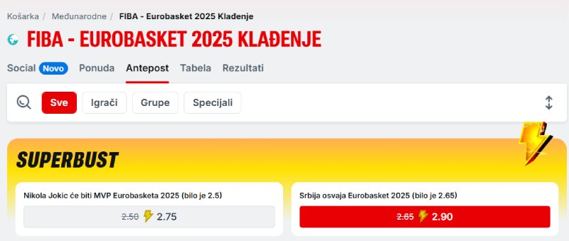 Superbet kvote na eurobasket 2025